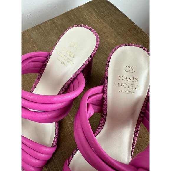 EUC oasis society RAQUEL STRAPPY KNOT HEEL FUCHSIA size 6 - Picture 4 of 6